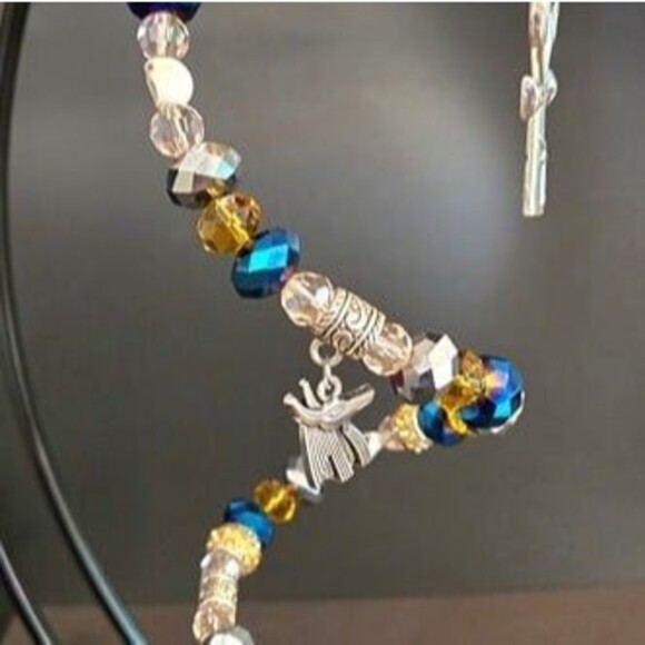 Egyptian Beaded Sun Catcher with Charms and Lapis Lazuli - Picture 4 of 10